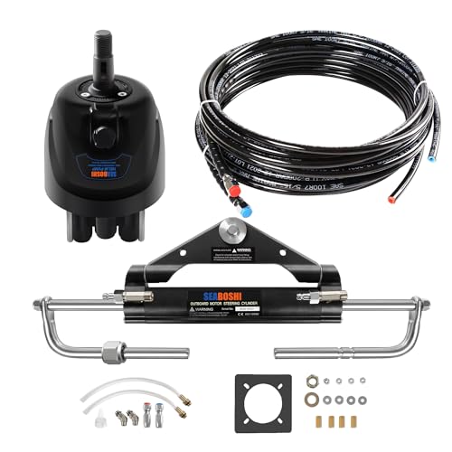 SEABOSHI Outboard 150HP Hydraulic Steering Kit,Hydraulic Steering for Boats,Boat Steering System with Hydraulic Cylinder,Helm Pump and Tubing