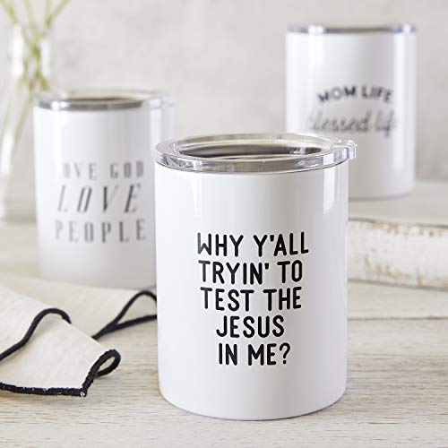 Creative Brands Lidded Tumblers - Stainless Steel Insulated Drink Holder For Hot Or Cold Beverage Tumbler With Lid By Faithworks, 12-Ounce, Mom Life #TOP1