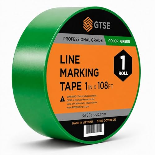 GTSE 1 inch x 108 ft Green PVC Vinyl Floor Tape, Safety Marking Tape, 6 mil Thick, Suitable for Dance Floors, Gyms, Warehouses, Sports Facilities