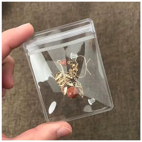 SUBGIU Jewelry Pouches Clear Travel PVC Jewelry Organizer, 100Pcs for Earrings Rings Necklaces Organizer bags