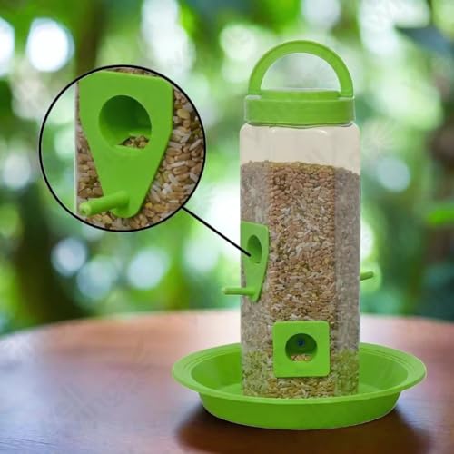 Image of Hanging Bird Feeder for Outdoor Garden - Large Plastic Wild Bird Food Feeder Station for Balcony, Yard & Patio (2 Pack of Food)