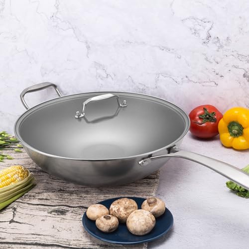 Wok Titanium Antiadherente 12.6 Pulgadas con Tapa de Vidrio miniatura 2