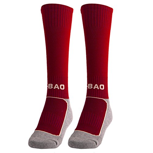 uxcell R-BAO Authorized Cotton Blends Outdoor Soccer Football Long Socks Red Pair