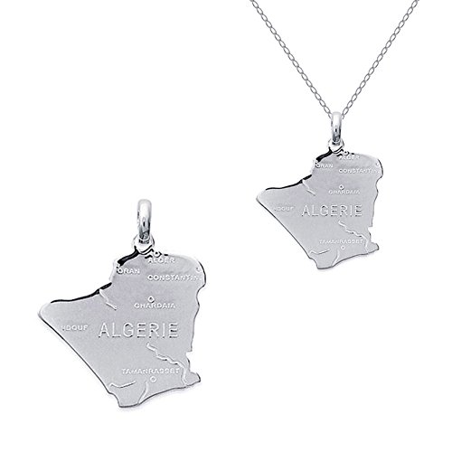 Pendentif carte Algérie en Argent 925 Neuf