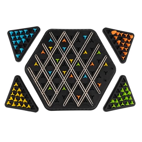 Image of Awestuffs Triangle Board Game, Territory Capture Family Game, Chain Triggle Chess Brain Teaser Strategy Puzzle Toys 2 to 4 Players (Chain Triangle Chess)