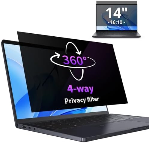 IPROKKO 360° Laptop Privacy Screen Protector 14 Inch for Hp/Dell/...