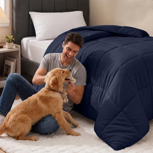 Image of Utopia Bedding Twin Comforter, Duvet Insert, Navy, 64 x 88 Inches