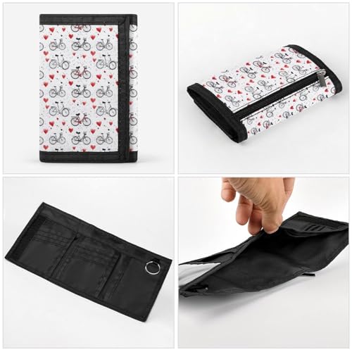 Love Bicycle Print Wallet for Men, 8 Credit Card Holder Slim Minimalist Front Pocket Small Mens Bifold Wallets4