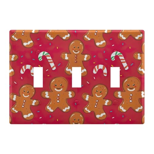 Light Switch Cover Christmas Gingerbread Man Wall Plates for Electrical Outlets 3 Gang 202b7129