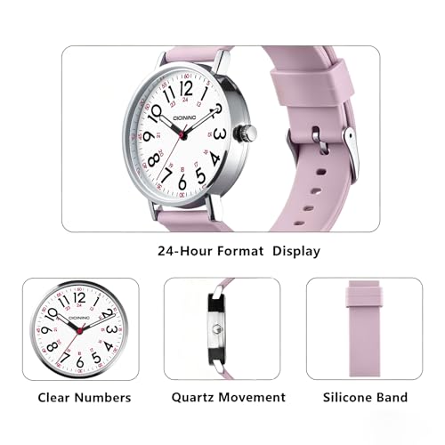 Image of cicininc Nurse Watch for Women,Analog Nursing Watches with 12 /24 Hour Military Time,Second Hand