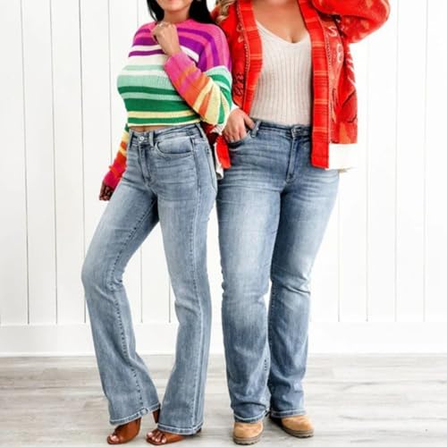 Mid Rise Button Fly Bootcut Jeans Trendy Classic Vintage Jeans Stretchy Jeans for Women4