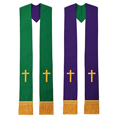 BLESSUME Estola reversible de pastor del clero de la iglesia, Ver...