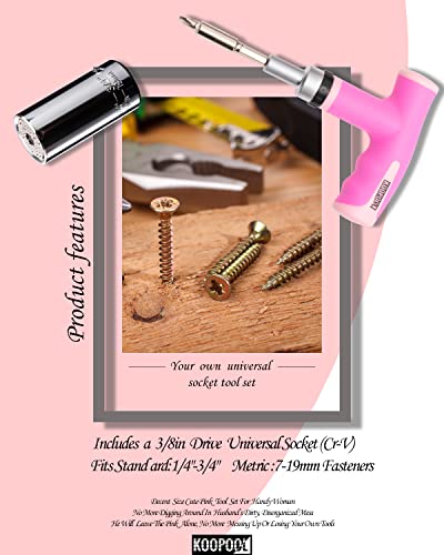 Koopool Universal Socket Tool Set, Super Socket Uncrew Any Bolt - Cool Gadgets Gifts Idea For Men, Women, Wife, Girlfriend, Mother, Mom, Mechanic, Tech, Diy, Handywoman, Her #TOP2