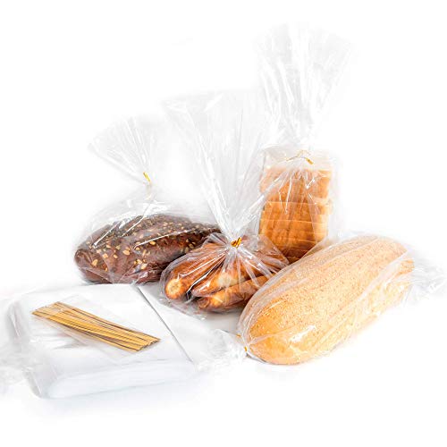 Bread Bags With Ties, Reusable, 100 Clear Bags And 100 Ties, Bread Bags For Homemade Bread And Bakery Loaf Adjustable Reusable (100) #TOP1