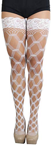 Image of ToBeInStyle Women's Multi-Strand Large Diamond Fence Net Thigh High Stockings
