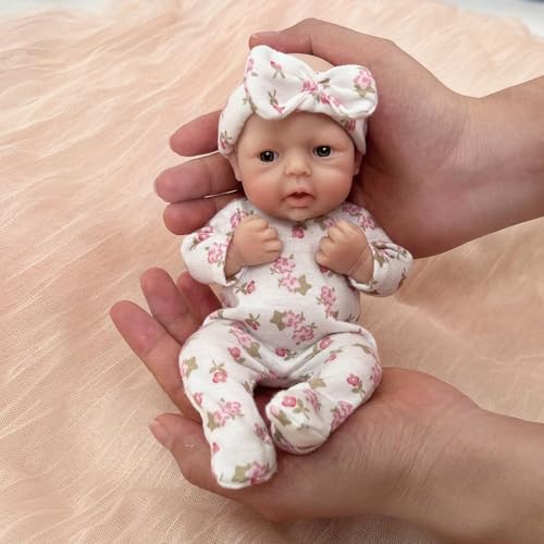 Mire & Mire Reborn Baby Dolls 7 Inch Girl Mini Silicone Baby Realistic Baby Dolls Silicone Full Body