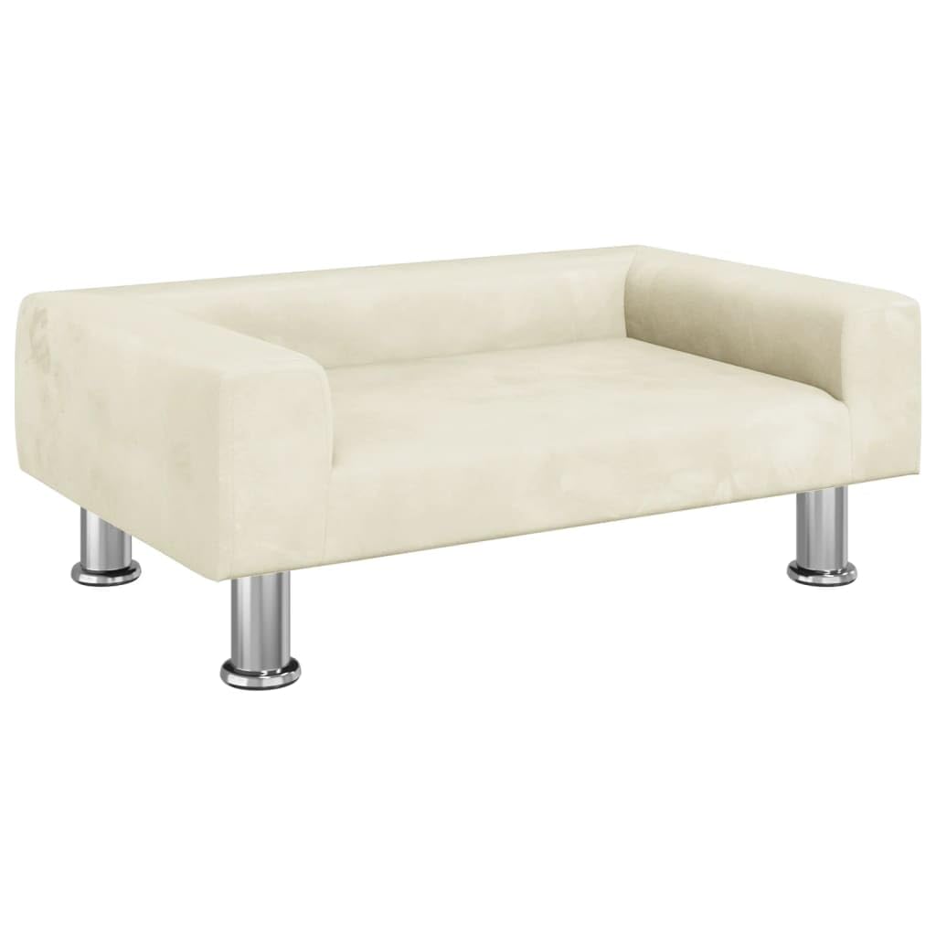 Homgoday Śmietankowe aksamitne legowisko dla psa 70 x 45 x 26,5 cm, legowisko dla psa dla zwierząt domowych i kota struktura łóżka dla psów produkt dla zwierząt domowych i zwierząt