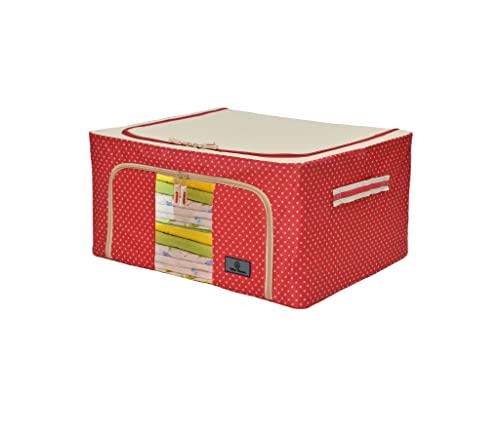 Image of Yellow Weaves Foldable Cloth Storage Box /Wardrobe Organizer - 24 LTR, 1 Pieces, Red