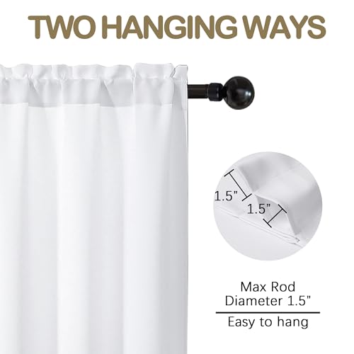 Image of Pure White Kitchen Curtains for Small Window Treatment, Light Filtering Short Cafe Curtains Over Sink, Half Window Drapes Tier for Bedroom Bathroom Rod Pocket, Each 40Wx36L, 2 PCS