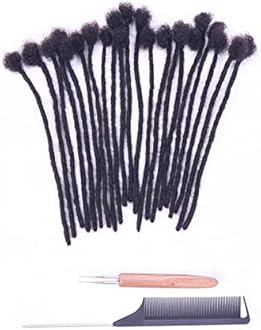 ADIASAI 0.4cm and 0.6cm Width 4-16 Inch 10-100 Strands Options 100% Human Hair Dreadlock Extensions for Men Women Kids Full Handmade Human Loc Extensions with Needle and Comb(0.4cm, 4inch, 10Strands)