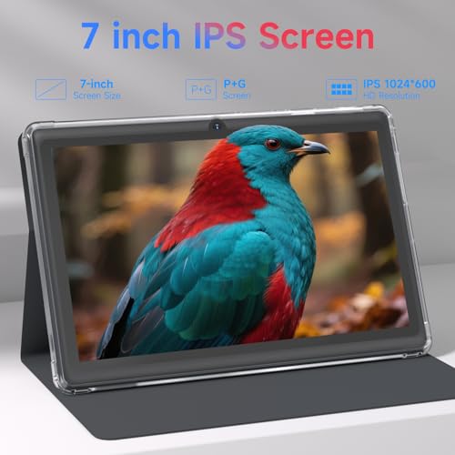 Image of Android 14 7 inch Tablet with Case, 8GB RAM, 32GB ROM, 1TB Expansion, Quad-Core Processor, Tablet PC, 1024x600 IPS Screen, Dual Camera, 3000mAh Battery, Bluetooth, WiFi, GMS