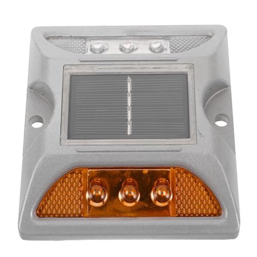 WATIIFUFU Luz Solar para Carretera de Fundición de Aluminio, Marcador Reflectante Amarillo y Blanco, Luces Solares de Advertencia para Exteriores, Iluminación de Senderos y Escalones,
