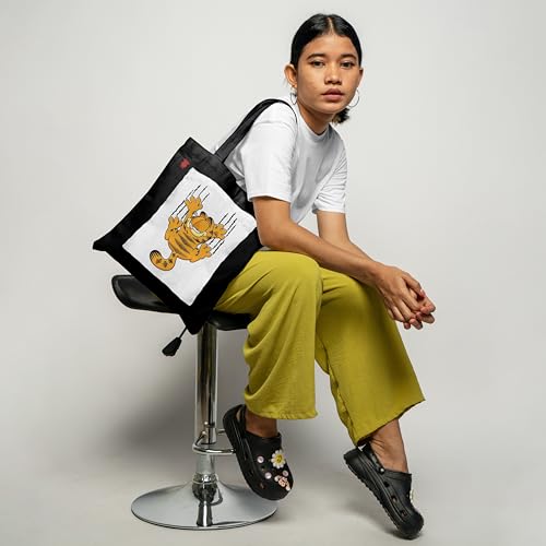 Image of ZORI Black Tote Bag With Pocket Printed Designed Canvas Tote Bags For Women large capacity,Tote bag For Shopping, College, Travel, More Canvas Handbag For Unisex Bag