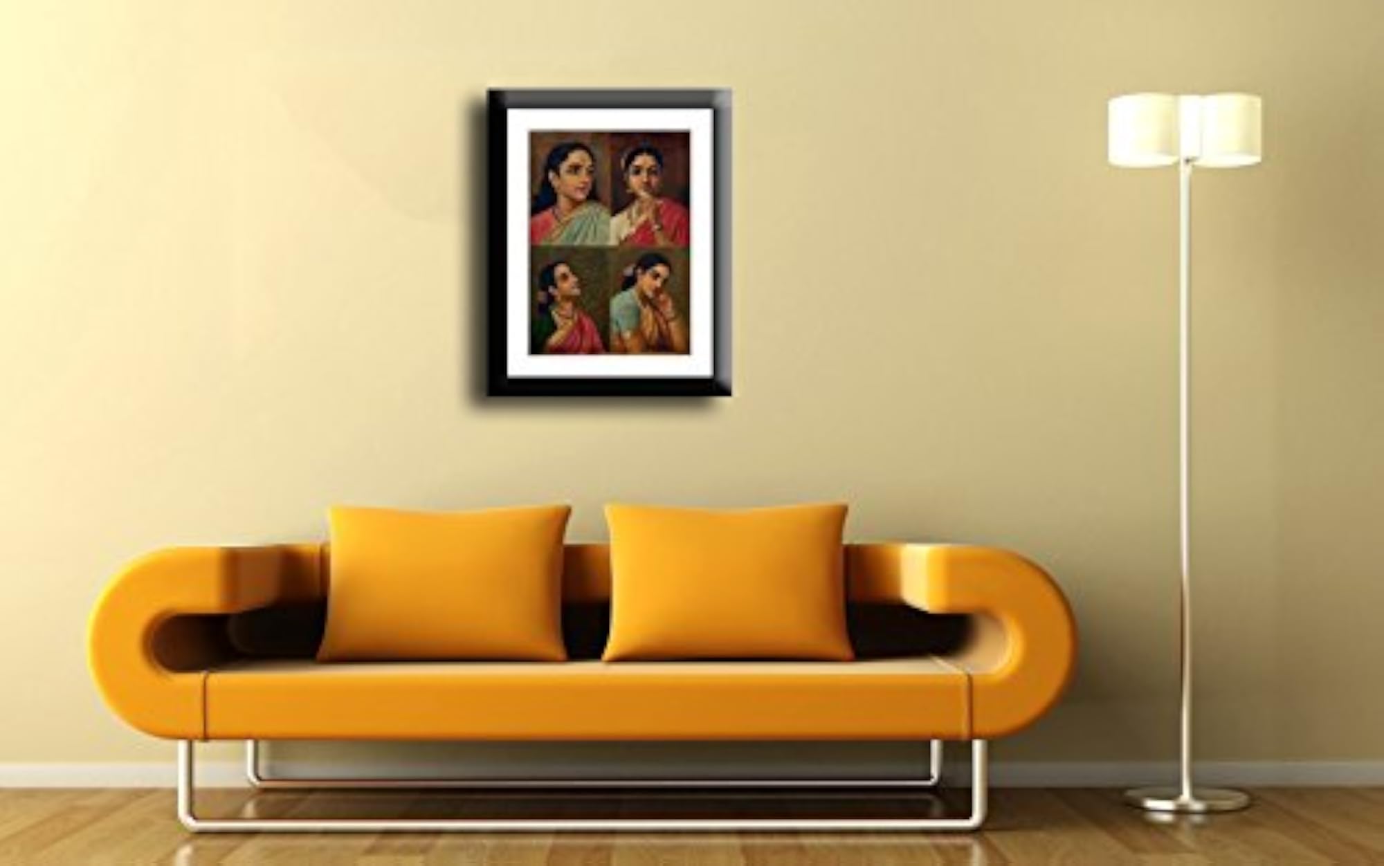 Four Portrait Framed Print from Raja Ravi Varma Collection