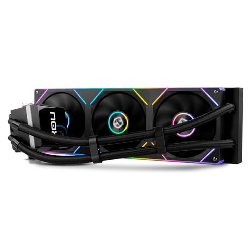 NOX XTREME PRODUCTS Hummer M-360 LCD - Kit refrigeración líquida con pantalla LCD, tres ventiladores de 120 mm con PWM, iluminación ARGB, alto rendimiento térmico, compatible con Intel y AMD, Negro