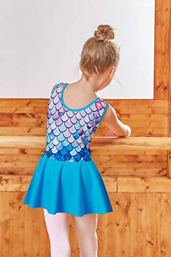 Belovecol Girls Gymnastics Skirted Leotards Ballet Tutu Dance Dress Mermaid Gymnastic Skirt 5-6T Kids Wrap Athletic Sparkle Dancing Costume