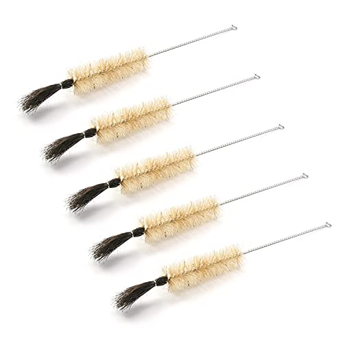 Utoolmart ロングチューブブラシ 試験管ブラシ カップブラシ 直径2.5cm 全長23cm 5個入り 細口瓶洗浄ブラシ 豚の毛 ストロー 注ぎ口用ブラシ キーボード ワイヤーチューブブラシ チューブクリーニングブラシ