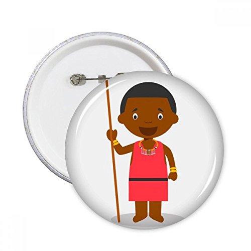 Pins Badge Bouton Cartoon Noir Sauvage Kenya DIYthinker en Taille L Décoration Vêtements Pack de 5