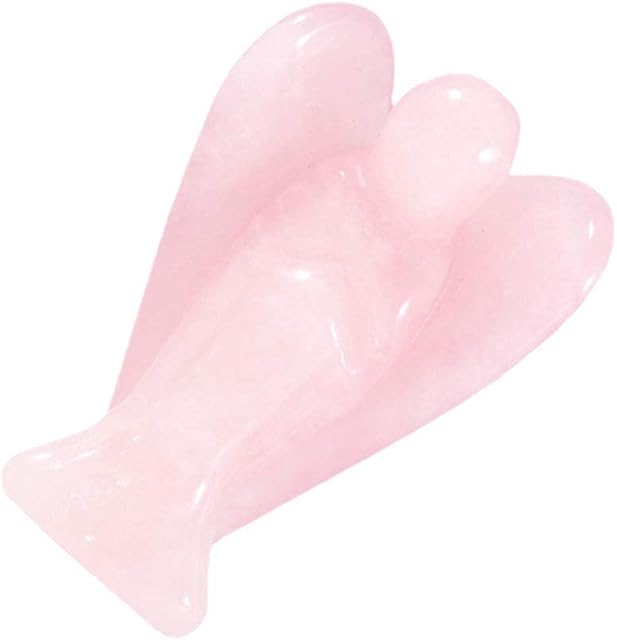 IMIKEYA 1. 5 Inches Rose Quartz Angel Figurine Gemstone Peace Angel Statue Pocket Guardian Rose Quartz Topaz Healing Stone Bautizo Party Favors