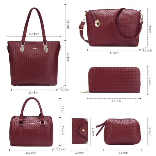 Image of OTMIPIML Purses and Handbags for Women Synthetic Leather Tote Crossbody Bags Satchel Purses Set 6pcs