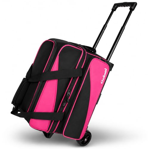 Goloni 2-Ball Bowling Bag with Wheels - Double Roller Design with Shoe Compartment, Durable Bowling Tote for Adults, Men Woven