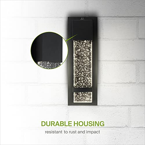 Asd Led Wall Mount Light Fixture | Crystal Bubble Glass Lighting Sconce | 13 Inch 11.5W (50W) 120V 500Lm 3000K 4000K 5000K Adjustable | Dusk To Dawn Photocell, Waterproof, Etl Listed | Black #TOP6