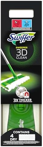 Swiffer 3D Scopa e Lavapavimenti, 1 Manico, 4 Panni Cattura Polve...