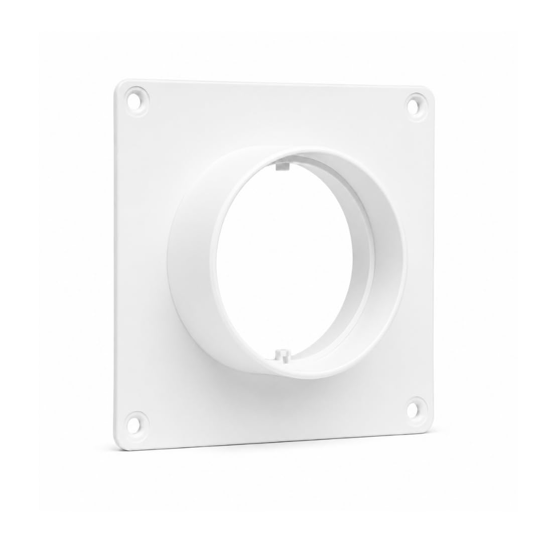 Fantronix 100mm Round Plastic Wall Plate with Spigots – Ventilation Ducting Connector Flange for Extractor Fans, Bathroom, Kitchen & HVAC Systems