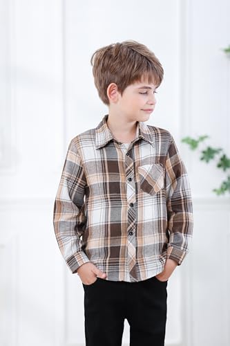 Image of Betusline Boy and Men Button Down Plaid Shirt