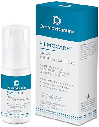 Dermovitamina Filmocare Spray Antisfregamento 30ml - Per Irritazioni da Sfregamento Cosce - Indicato per Sportivi - Lunga Durata - Resiste all' Acqua e al Sudore - Corpo e Zone Intime