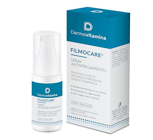 Dermovitamina Filmocare Spray Antisfregamento 30ml - Per Irritazioni da Sfregamento Cosce - Indicato per Sportivi - Lunga Durata - Resiste all' Acqua e al Sudore - Corpo e Zone Intime