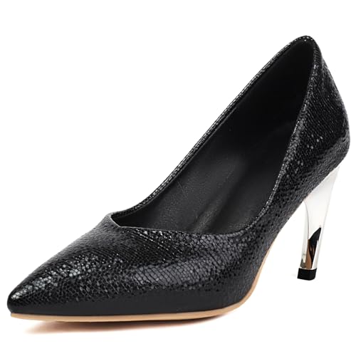 Escarpins Lizoleor effet serpent à talon original et bout pointu pour femme
