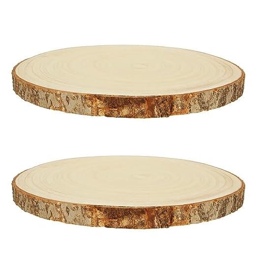 VIDETOL 2 Stück Holzscheiben 30 cm, 20 mm Dick, 28-32 cm Holzscheiben zum Basteln, Paulownia Baumscheiben mit Rinde, Baumscheiben Ohne Loch für Weihnachten Dekoration, Hochzeit und DIY Handwerk Holz
