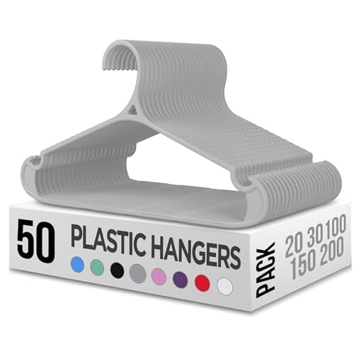 Utopia Home Clothes Hangers – Standard Plastic Hangers Space Saving – Durable Coat Hangers 50 Pack (Grey)