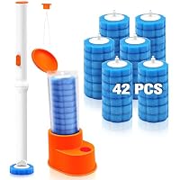 Kit Scopino WC Usa E Getta Con 48 Ricariche E Manico Lungo – Pulizia Profonda Con Detersivo, Supporto A Parete E Profumo Di Oceano