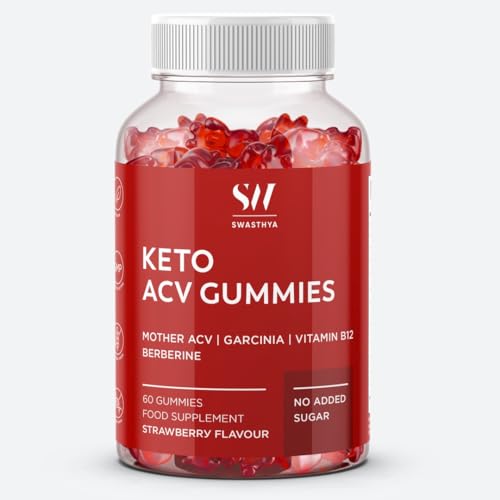 Keto Gummies Weight Loss - Apple Cider Vinegar with Mother, Garcinia, Vitamin B12 Gummies - Sugar Free - Supports Keto Diet, Energy, and Metabolism – Strawberry Flavour