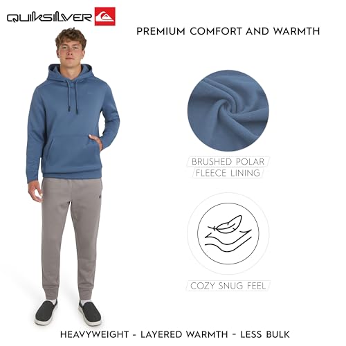 Image of Quiksilver Men's Regular Fit Active Performance Heavyweight Jacquard Mesh and Polar Fleece Pullover Hoodie (S-XL)