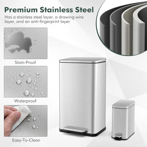 Set de 2 canecas de basura de acero inoxidable 12.2 gal miniatura 3