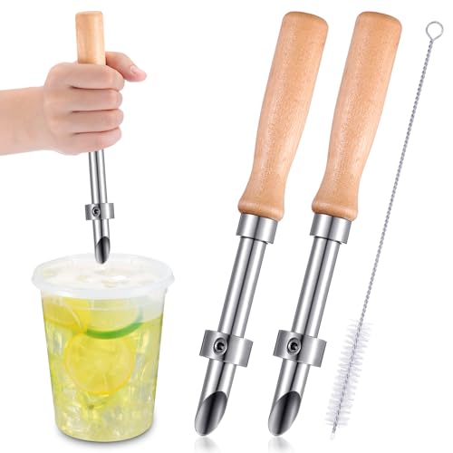Lasnten 2 Pack Straw Hole Puncher for Lids Cups Stainless Steel Lemonade