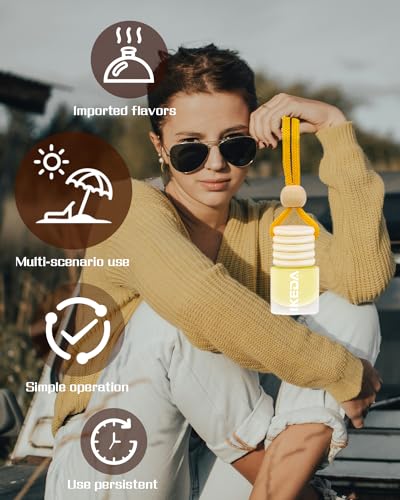 Image of ikeda fragrance Car Air Freshener, 2pcs 4ml Car Scents,45-Days Keep Fragrance,Automotive Hanging Diffuser Bottles,Remove Auto Odor Long-Lasting Fresh Air for Home Deodorizer (Glass, Vanilla)